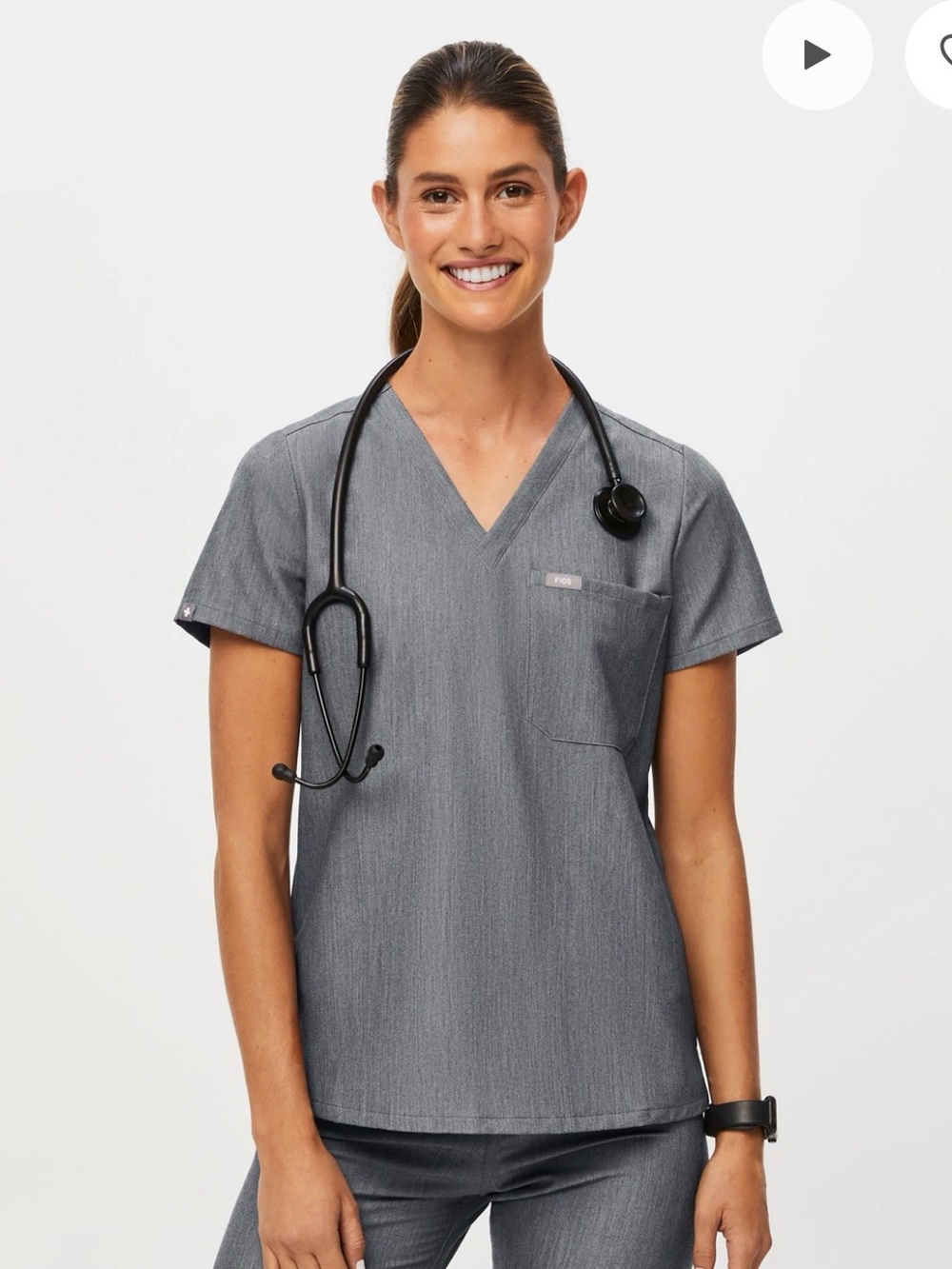 Figs Women’s V-Neck Scrub Set - Heather Gray TWO SETS AVAILABLE